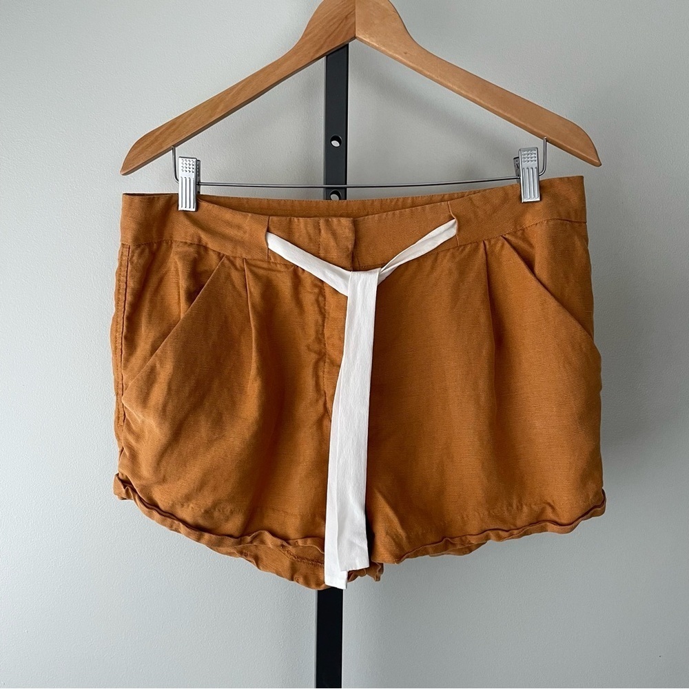 NEW Wilfred Allegra Burnt Orange Linen Shorts Front Tie